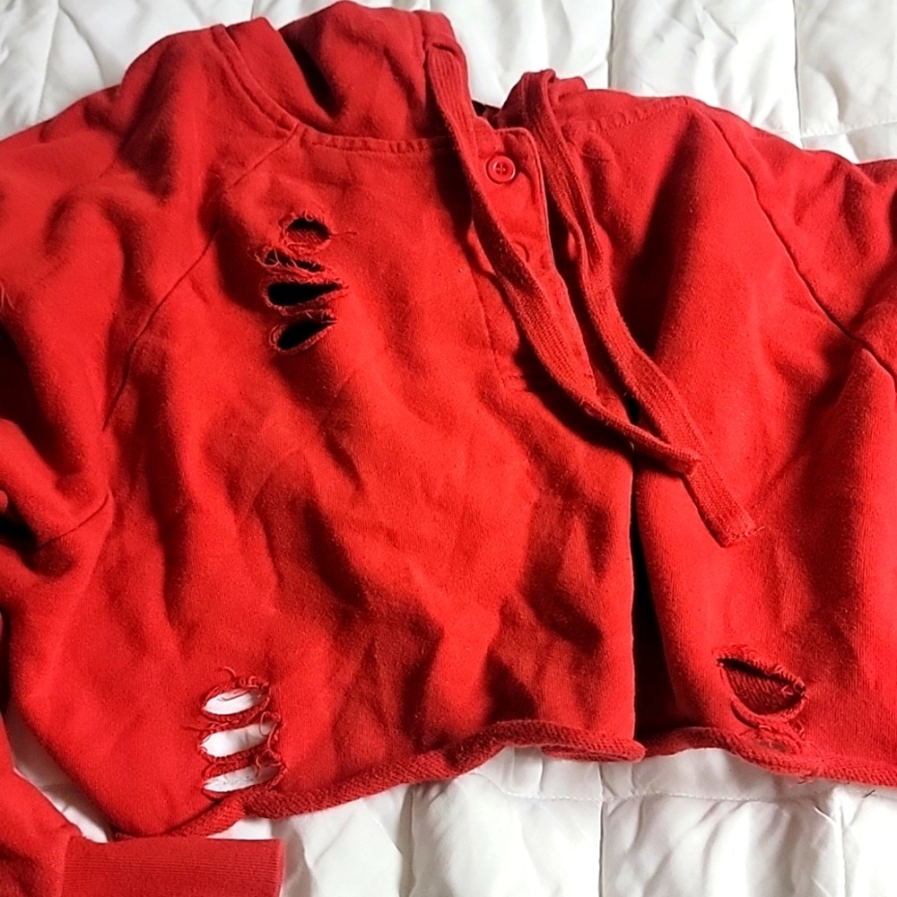 Red cropped hoodie